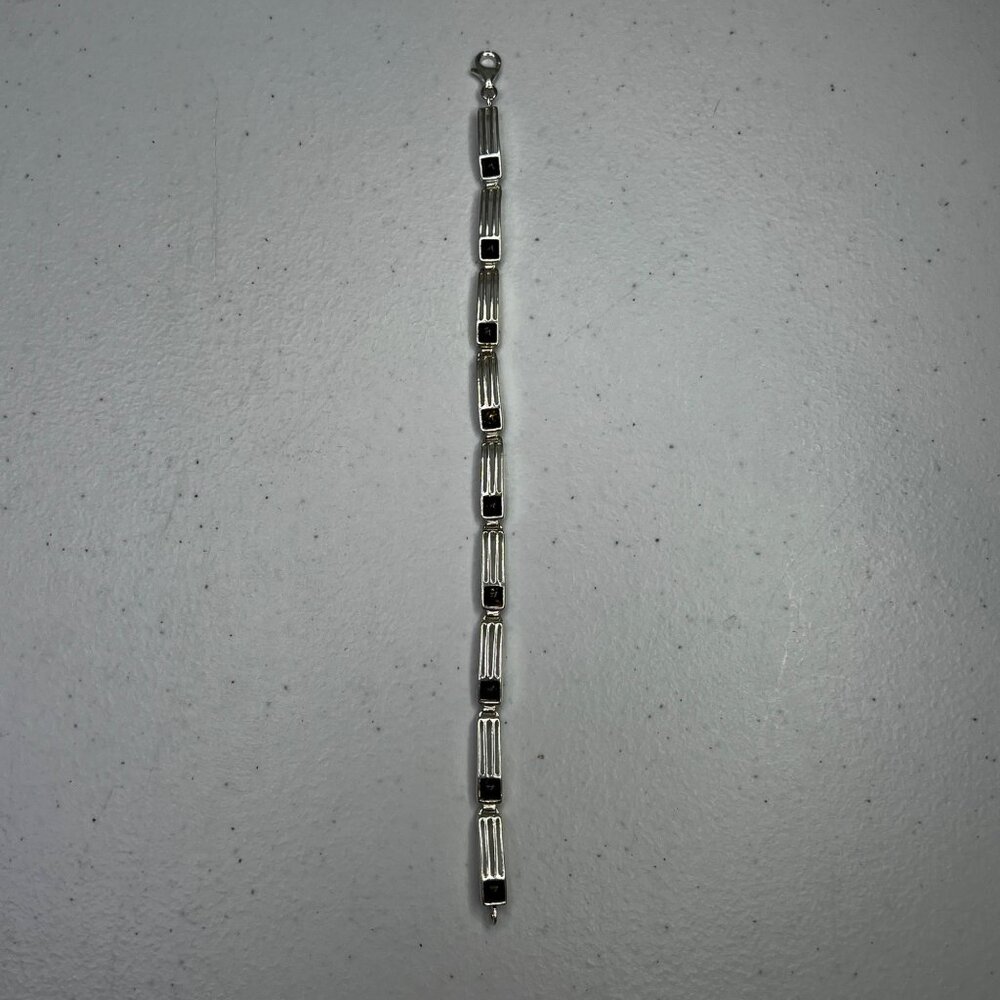 Baltic Amber & Sterling Silver 925 Bracelet With Rectangular Link Design - Picture 9 of 13